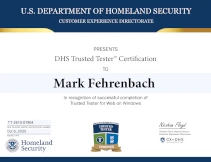 DHS trusted tester certificate