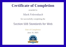 DHS Section 508 compliance certificate